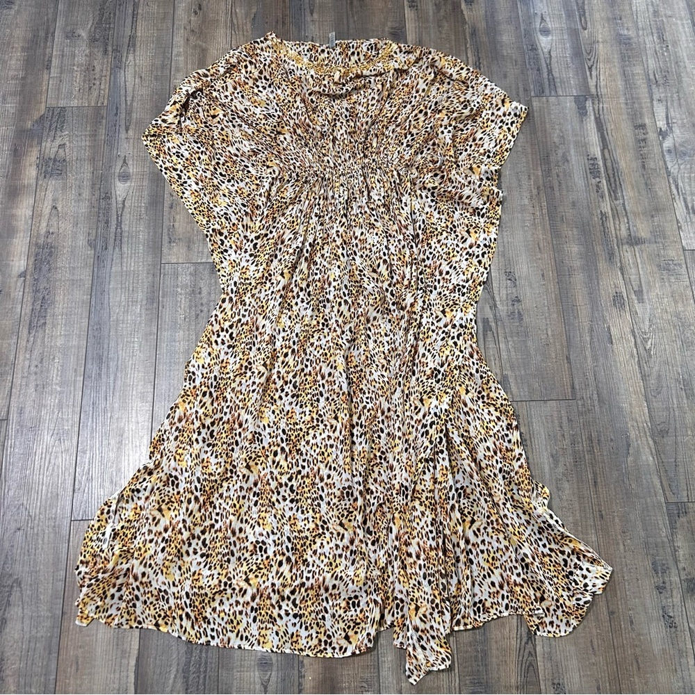 Victoria's Secret‎ Swimsuit Cover Up Yellow Sheer Animal Print Batwing Size XS